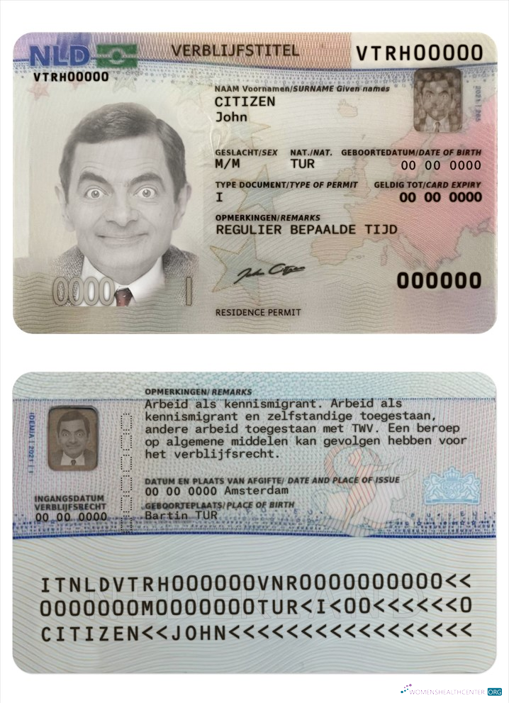 Download Netherland Residence card Photoshop template